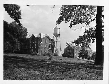 View of Craig Hall with the water tower and Rankin Hall to the rear. 