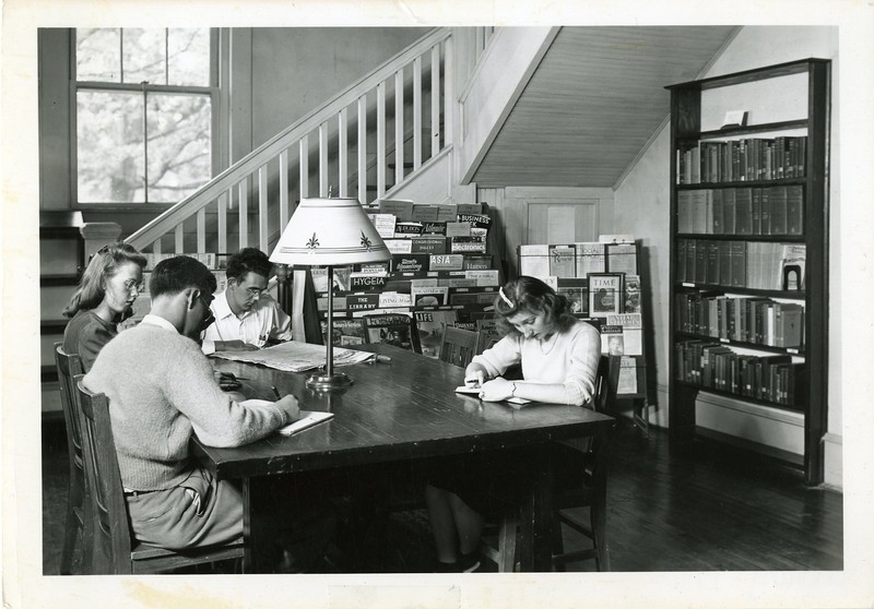 Students working in present day Tate Library, circa 1930s-1940s.