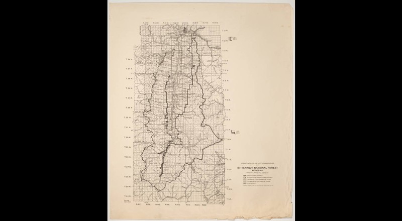 A 1912 map showing the lack of access to forests surrounding Missoula. 