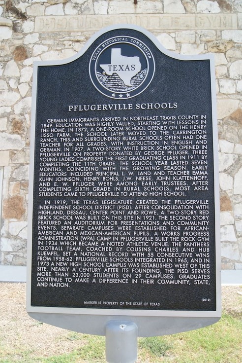 Pflugerville Schools Historical Marker