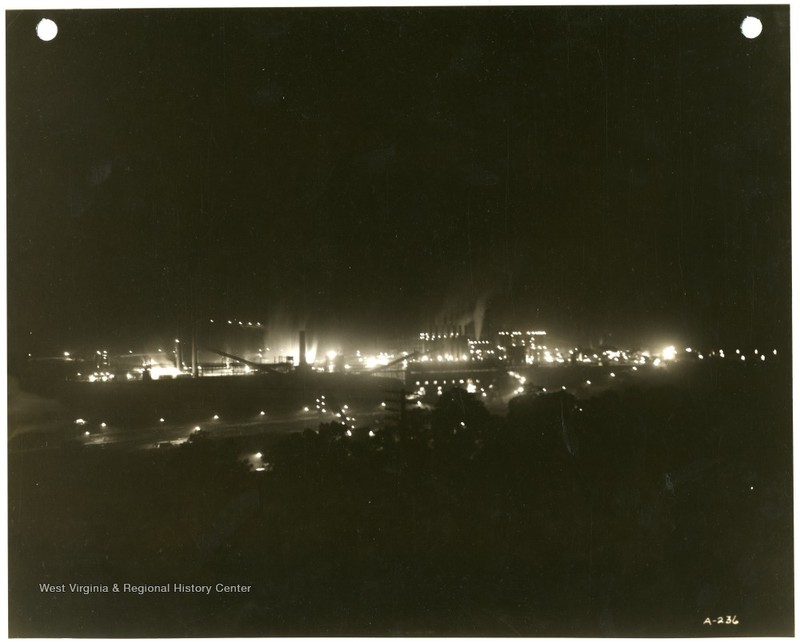 Morgantown Ordnance Works at night, 1942