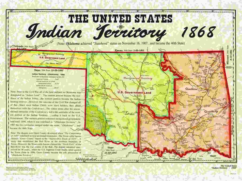 This is a map of Indian Territory within present day Oklahoma in 1868