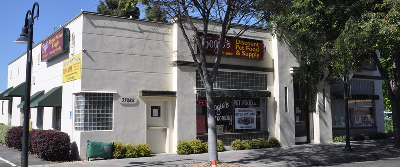 Present-day exterior of Cloverdale Creamery, now Boogie's Pet Store, with much of its Art Deco flavor intact. (Courtesy of Roadside Architecture, link below).