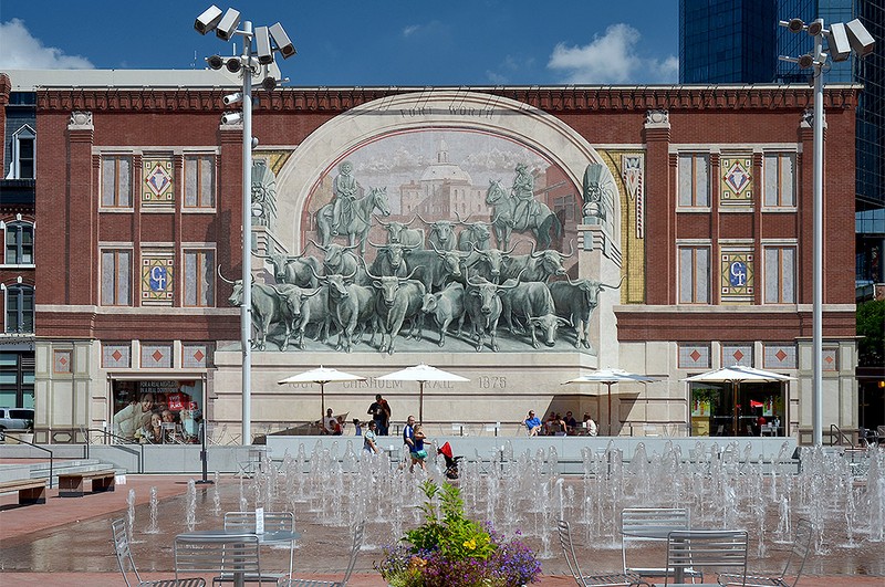 Chisholm Trail Mural from Sundance Square Plaza
