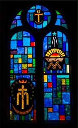 Another stained glass window in OLG Catholic Church, 2014 photo (Carol M. Highsmith Archive, Library of Congress)