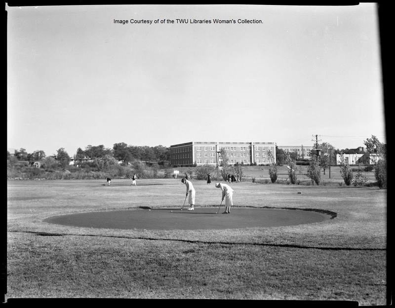 TWU Golf Course with Smith Carroll Hall in background. 