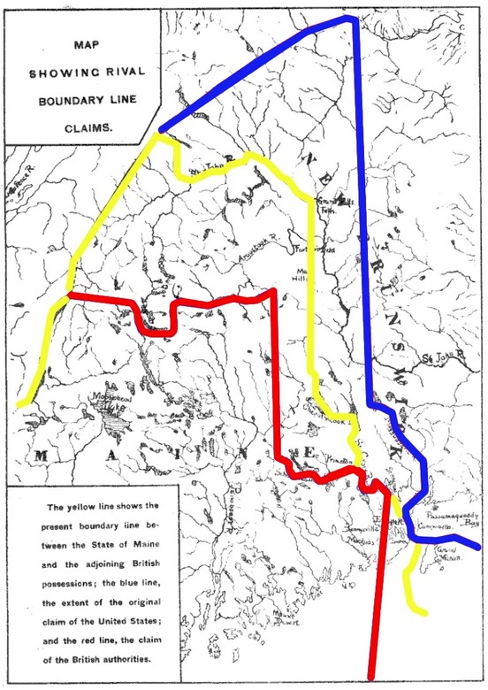 Map showing the disputed borders and the one settled in the treaty