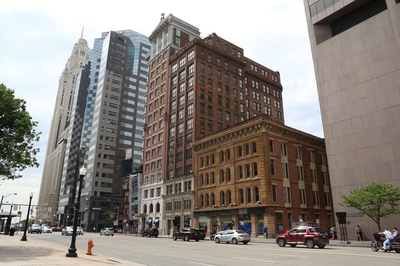 The Hayden Building and the New Hayden Building side by side in 2017. 