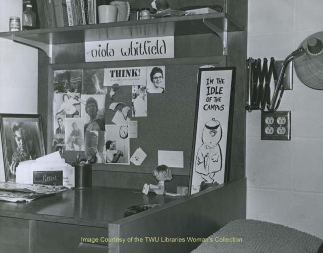 Inside a dorm room from the 1960s. Courtesy of the Texas Woman's University Woman's Collection.