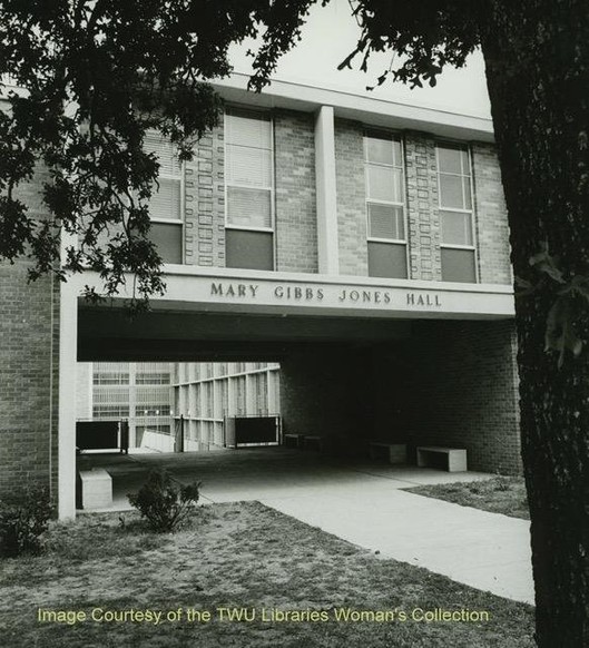 Outside of Jones Hall. Courtesy of the Texas Woman's University Woman's Collection