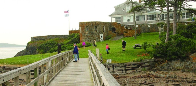A view of Peary's former home on Eagle Island from the pier where visitors arrive.