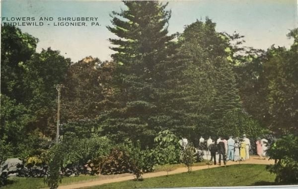 A post card from 1939 depicting the “Flowers and Shrubbery” of the Park. By the late 1930s, the Park had just begun to become an amusement park. The appeal of being in the country was still one the main attractions at this time.

"LHHC"