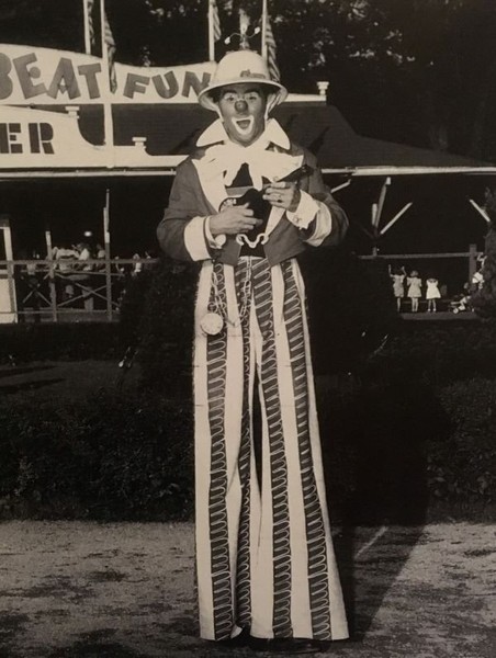 A shot of Arthur Jennings as his clown persona, Happy Dayze. Not only did Jennings create the concept for Story Book Forest, but he also spent many hours on site surveying, designing, and building the actual attraction.

"Croushore"