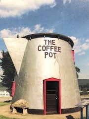 The restored Coffee Pot where it currently sits now on the Bedford Fairgrounds.

(The Lincoln Highway Heritage Corridor Archives)