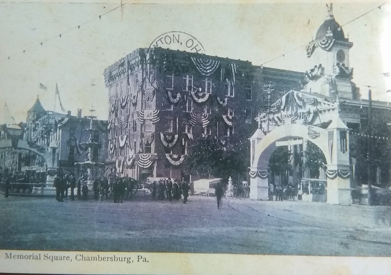 The Memorial Square was part of Diamond Park, which was created by Benjamin Chambers, and the square indicates how the customs of the 1920s influenced the creation of the theater. Photo Courtesy of Lincoln Highway Heritage Corridor.