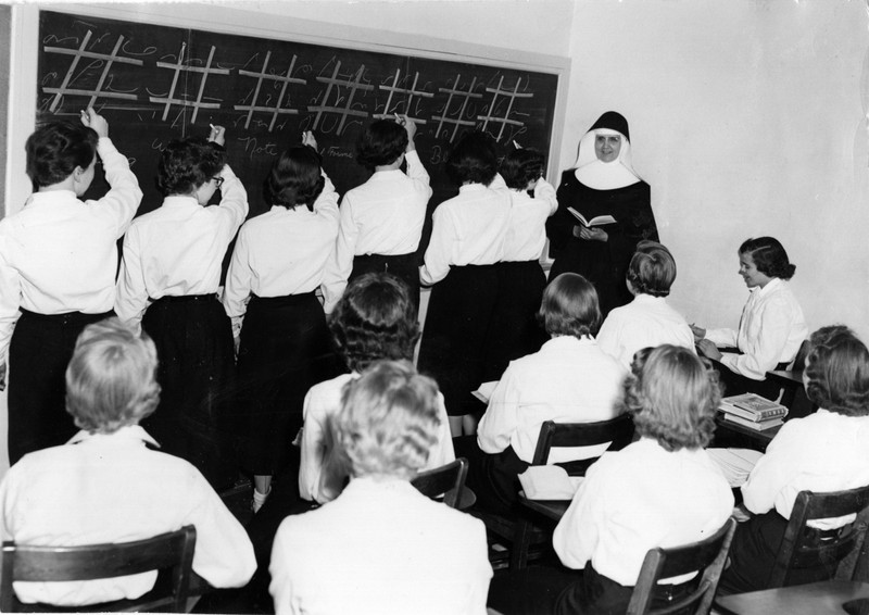 Shorthand class in the 1950s at St. Mary's Springs Academy.