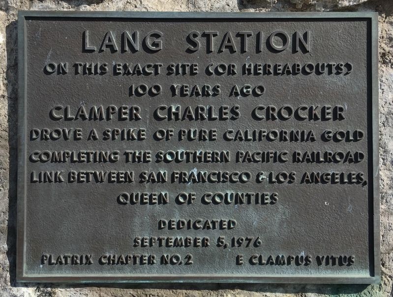 Lang Station Historical Marker 