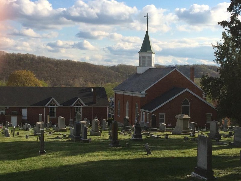 View of Saint Thomas' facing south toward the position occupied by Confederate troops under General Stonewall Jackson during the Battle of Hancock, January 5-6, 1862. Courtesy of Saint Thomas' Episcopal Church.