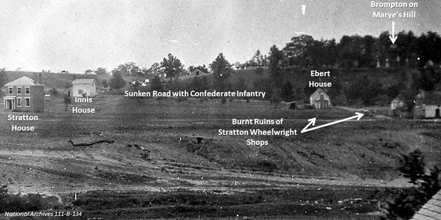 A photograph taken by the famous Civil War photographer Matthew Brady detailing the Confederate positions as seen from the Union perspective