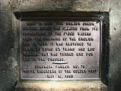 Oregon Creek Covered Bridge Historical Marker