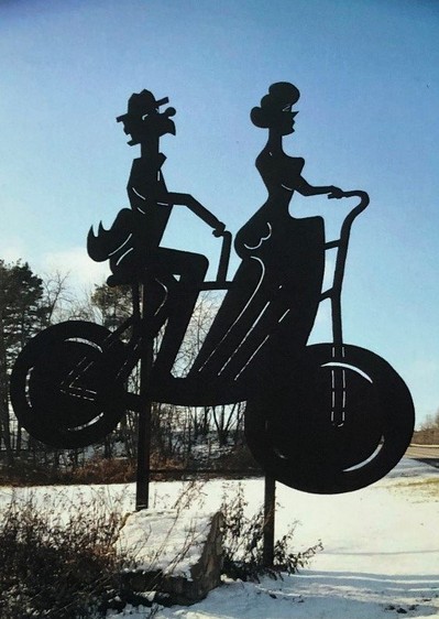 Though it depicts a vintage scene, this roadside giant was created in 2009 as part of the Lincoln Highway Heritage Corridor's Roadside Giants project.