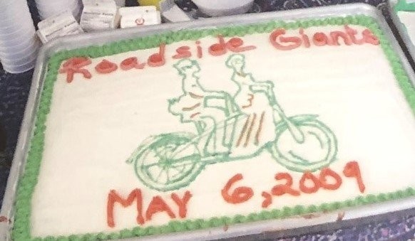 The cake made at the community party as the people celebrated the completion of the roadside giant. 