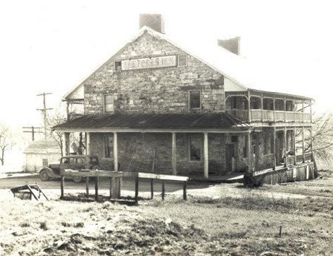 Here is another older photo of the Jean Bonnet Tavern. The car in front of the tavern dates the picture in the 1910s. This is right around when the Lincoln Highway was constructed. Courtesy of the Jean Bonnet Tavern website.