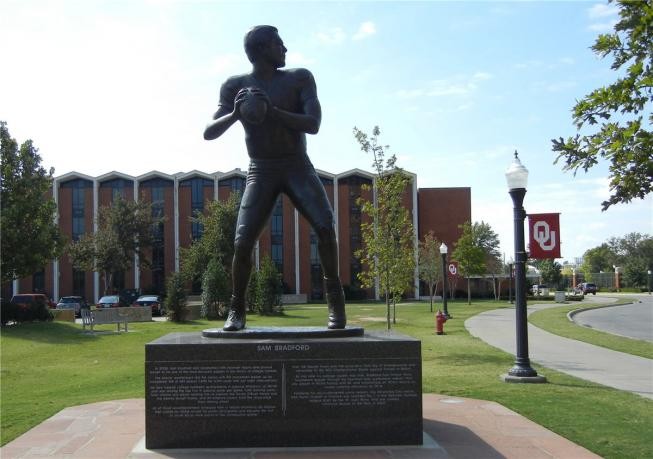 Pictured here is Sam Bradford's Heisman trophy statue. Bradford won the Heisman in 2008.