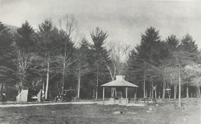 This is a picture of Caledonia State Forest Park's public campground, taken in May of 1924 (Lincoln Highway Experience). 