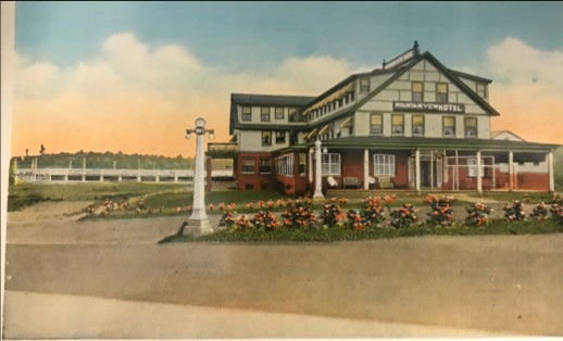 The Original Mountain View Inn, colorized with pasture