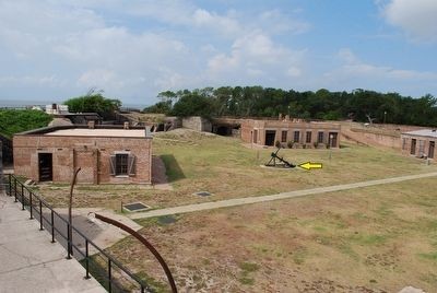This picture shows where the anchor is at in relation to some of the buildings at Fort Gaines.