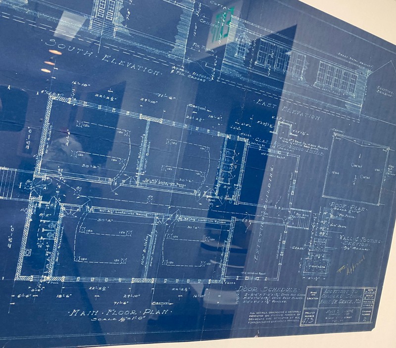 Blueprint for the original design of the Havre de Grace Colored School