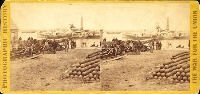 Union soldiers loading cannon balls for shippment from Yorktown to another location within Virginia.
(Photo from the Historical Marker Database website)