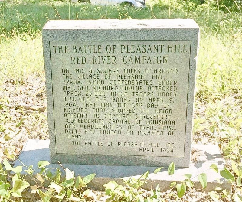 Monument erected for the Battle of Pleasant Hill honors the lives lost during this bloody fight.
(Photo by Mark Hilton on the Historical Markers Database website)