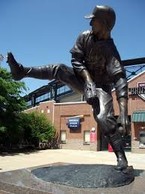 Statue of pitcher Warren Spahn outside of Chickasaw Bricktown Ballpark.