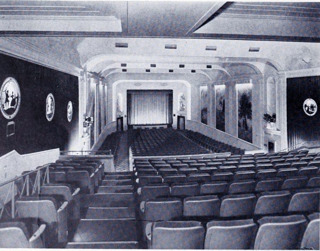 The Auditorium of the Avon circa 1939, with Murals and Portraits of Historical Figures Visible, Courtesy of CinemaTreasures.Org Creative Commons