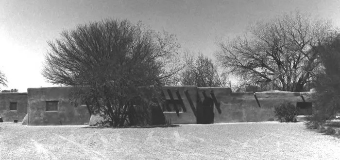 Black and White Image of the Front Outer Wall of the Kromer House