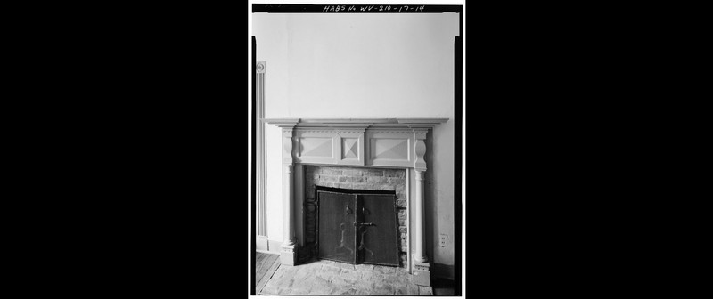 Original fireplace on the house's first floor, circa 1980