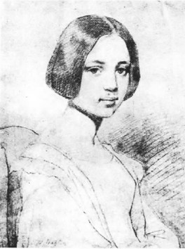 A sketch of Elmira Royster Shelton in her youth.