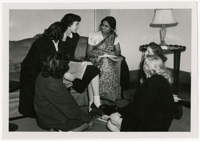 Larimore dormitory students. Photo courtesy of Elwyn B. Robinson Department of Special Collections, University of North Dakota. UAP28920