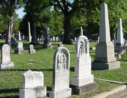 Examples of headstones and monuments in Shockoe Hill Cemetery