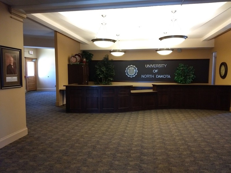 The front desk of the Carnegie Building in 2019 while it serves as an administrative office.