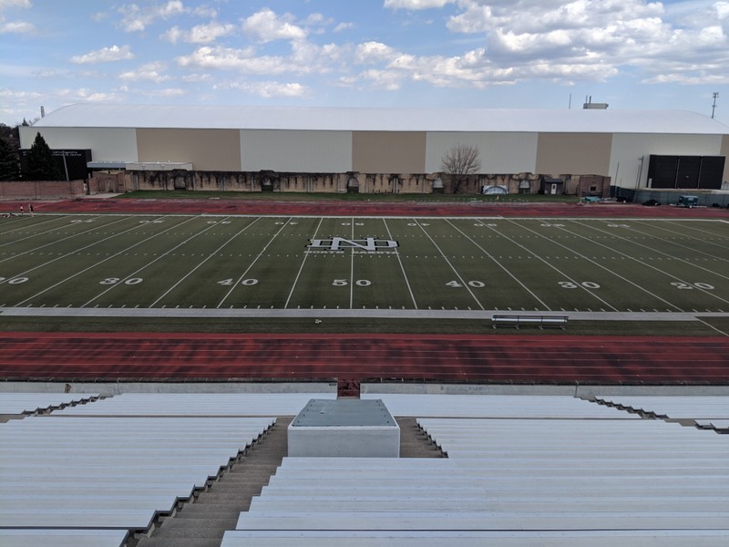 A view of the field from the crow's nest perspective.