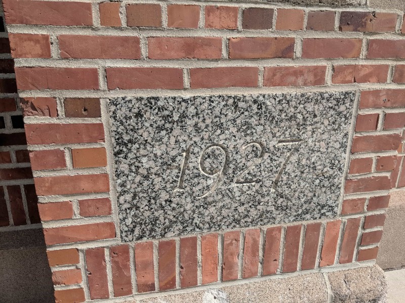 The cornerstone of the stadium dated 1927. The cornerstone is located on the north-western side of the building.