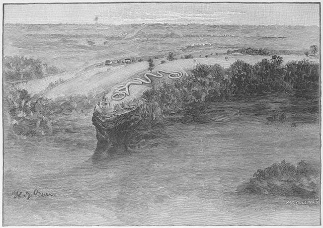 Illustration that reflects the positioning of the mound over the creek.