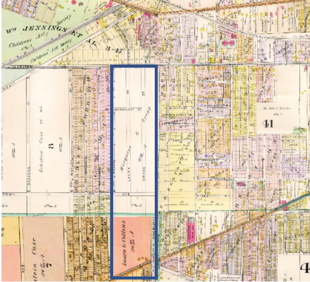 1898 Map Location of West Boulevard Allotment Before Subdivision. Laura Street and Gregg Street mark the approximate locations of West Boulevard and W 101st Street.