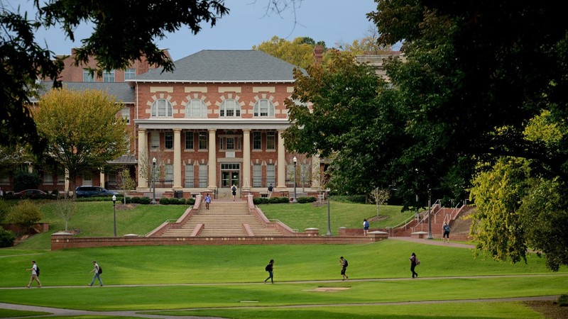 Court of Carolinas view of the grand brick staircase leading up to the 1911 building