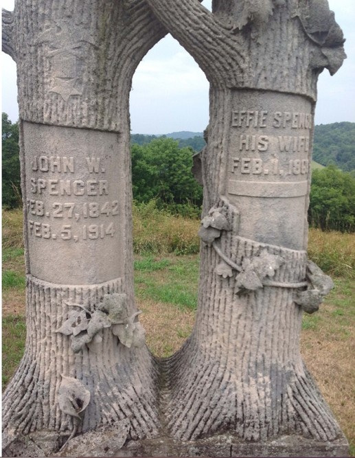 A close-up of the headstones for John and Effie Spencer