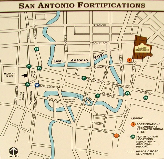 This map shows where fortifications were found and where other sites were recorded to have been located.