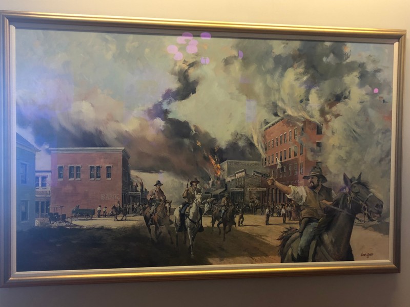 "Blood Stained Dawn" painted by Ernst Ulmer in 1991. The scene depicted is largely an imagination of the events, but the architectural details are historically accurate.